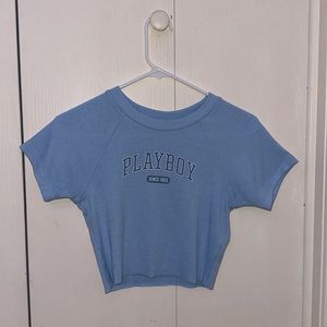 Cropped light blue playboy shirt from pacsun. Size small.